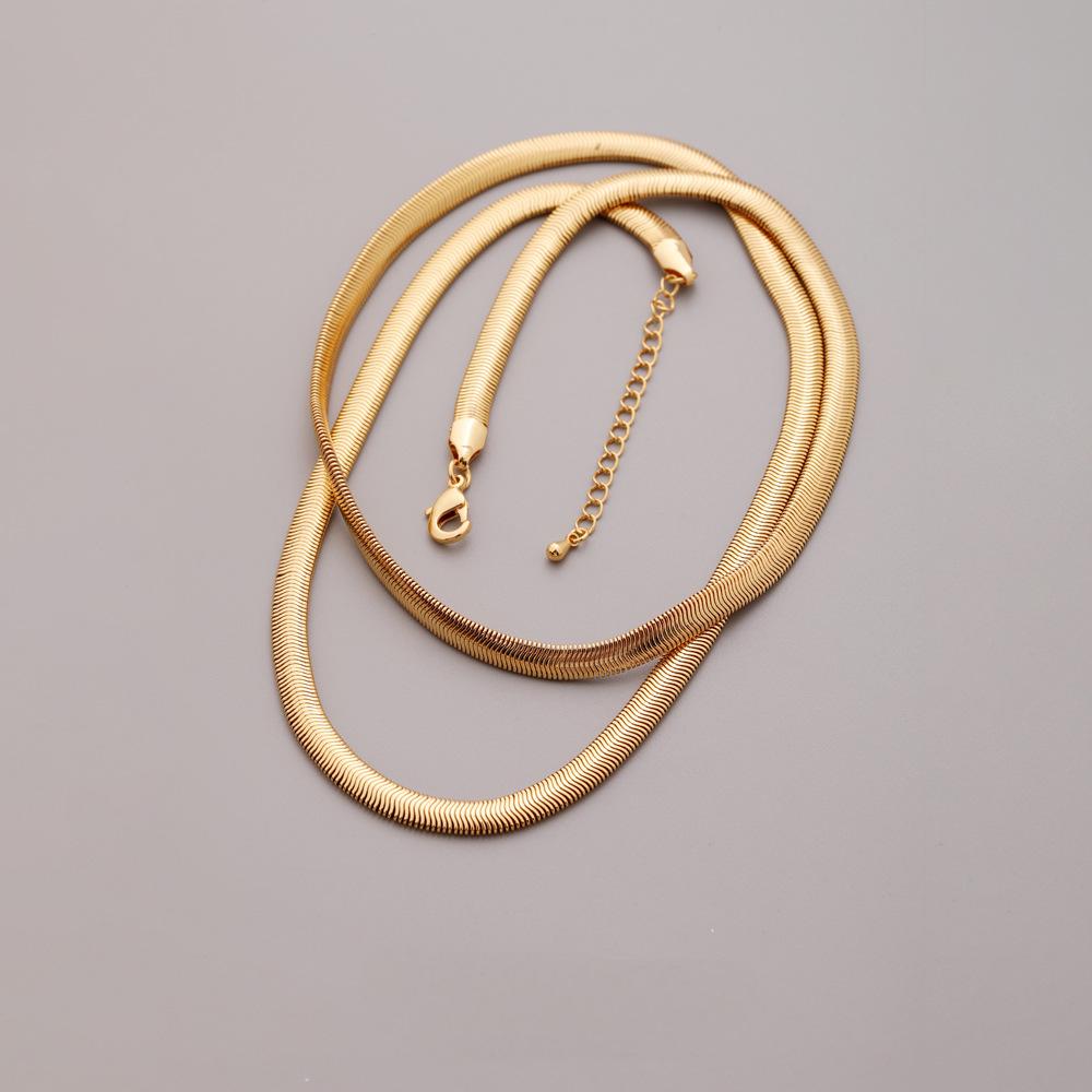18K Gold Flat Snake Chain Fashion Thick Vintage Statement Necklace – Fashion Edition