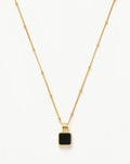 Square Onyx Pendant Necklace – Delicate Chain, Protection Stone