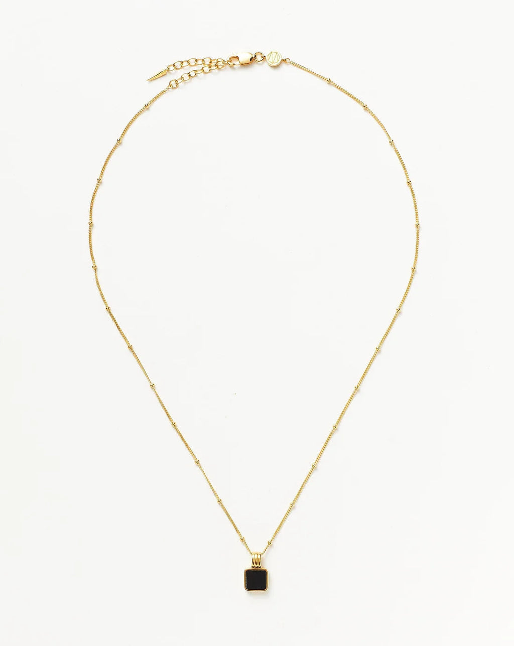 Square Onyx Pendant Necklace – Delicate Chain, Protection Stone