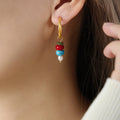 14k natural stone abacus gold earrings